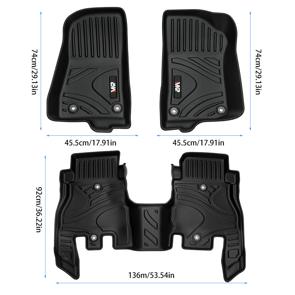 Maiker Offroad 3PCS Non-Slip Waterproof Durable TPE ECO Car Floor Mats (Jeep Wrangler 18-24 JL, Not for 2 Door and JL Unlimited Models))