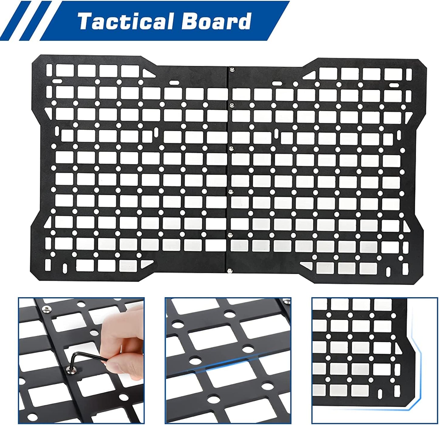 OMU Bronco Tailgate Molle Panel/Bronco Tailgate Tactical Panel/Bronco Organization Molle Panel Rear Door Cargo Organizer Compatible with Ford Bronco 2021 2022(Aluminium Alloy, Black)