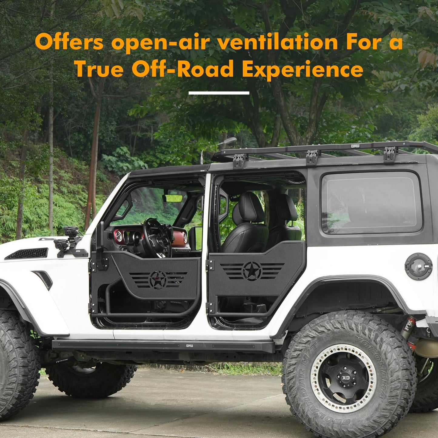 MAIKER Steel Tubular Half Doors with Side View Mirrors Compatible with 2018-2024 Jeep Wrangler JL Unlimited 4-Door, Off-Road Trail Adventure Front & Rear Tube Doors Five Star Pattern