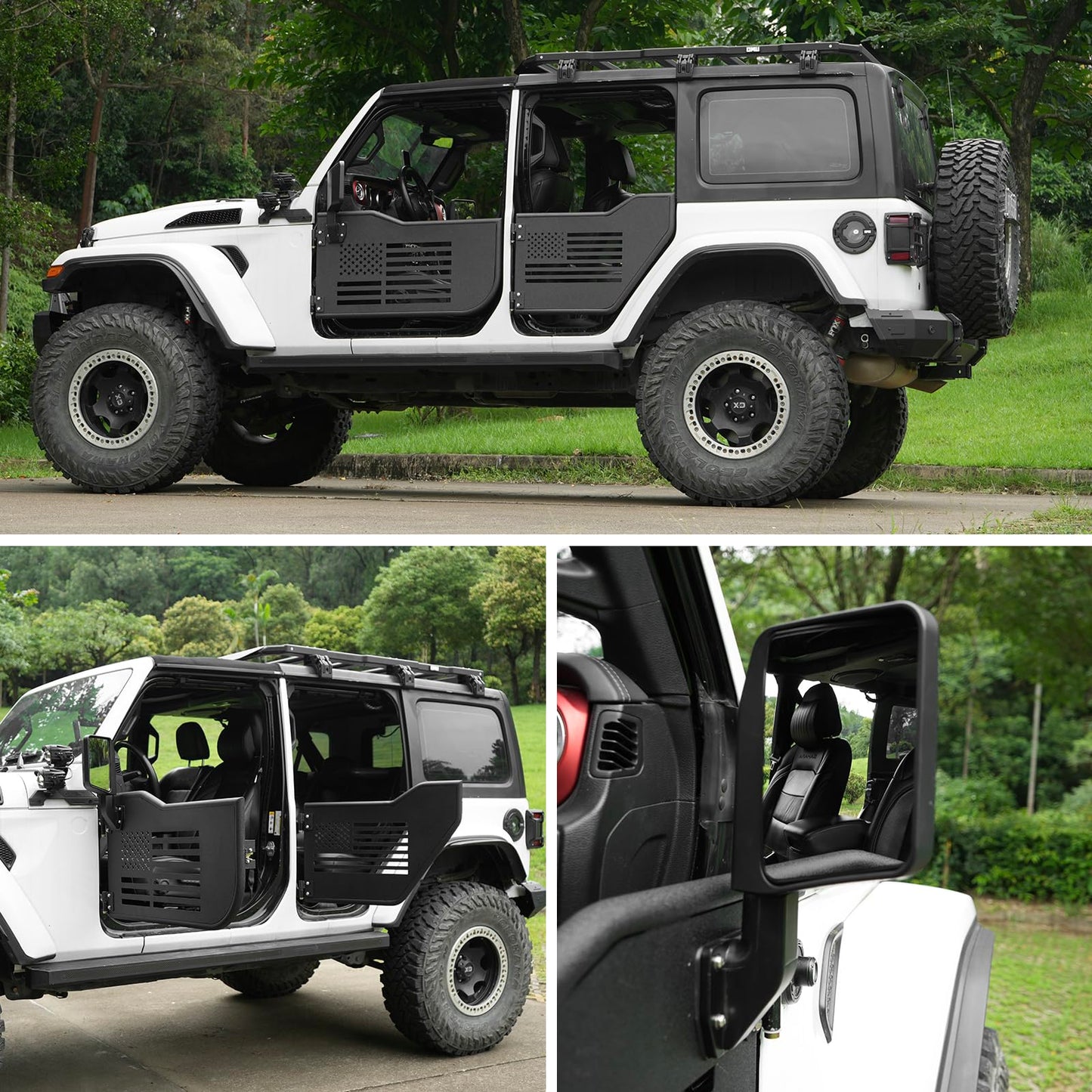 Tube Doors Compatible with 2018-2024 Jeep Wrangler JL JLU 4-Door models Tubular Half Doors with USA Flag Logo