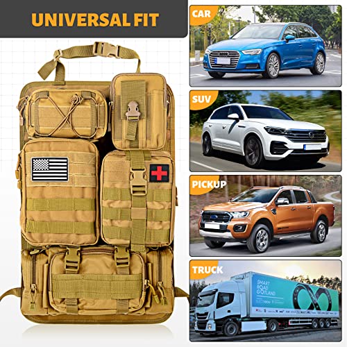  Universal Tactical Seat ​Back Organizer Vehicle Molle Panel  Organizer Storage Bag with 5 Detachable Molle Pouch for All Vehicel Such as  Jeep,Truck,SUV, Car, Ford,Chevy,Toyota etc. (A model-Black) : Automotive