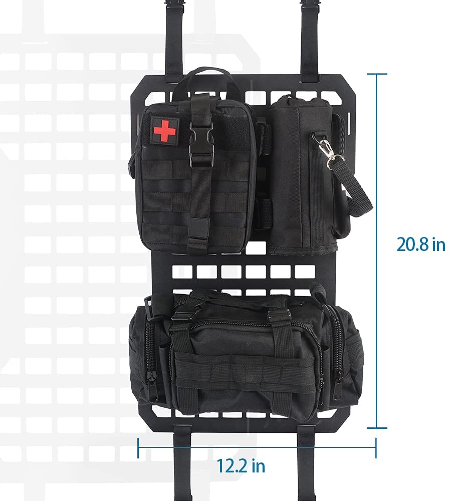 MAIKER Two sets Tactical Rigid Molle Aluminum Insert Panel with Multifunctional Storage Bag and 20 Fastening Tape for Jeep,SUV,Car