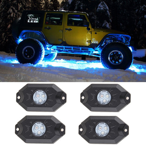 MAIKER RGB LED Rock Light Kits with Phone App Control & Cell Phone Control & Timing & Music Mode & Flashing & Automatic Control & Color Grad Multicolor Neon Lights Under Off Road Truck SUV ATV Motorcy