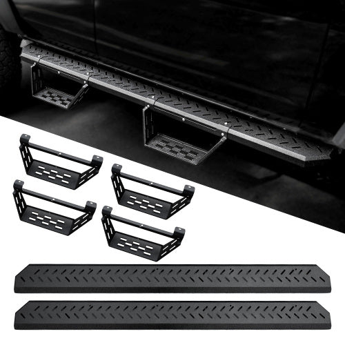 Running Boards Compatible with Ford Bronco 4 DoorS 2021-2024 (NOT Fit for Sport), Two Stairs Side Steps Fit for Bronco, Anti-Slip Drop Down Rock Sliders Step Bars Black