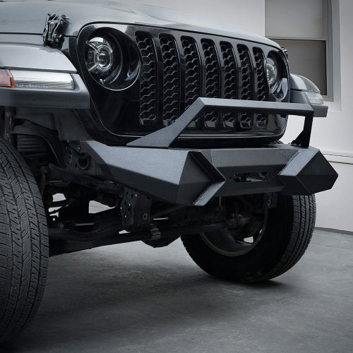 X Style Front Bumper with Winch Plate Compatible with Wrangler JK (2007-2018) Heavy Duty Black Textured Manganese Steel Construction
