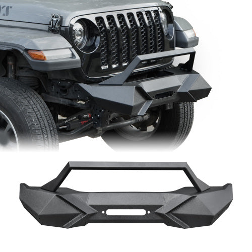 X Style Front Bumper with Winch Plate Compatible with Wrangler JK (2007-2018) Heavy Duty Black Textured Manganese Steel Construction