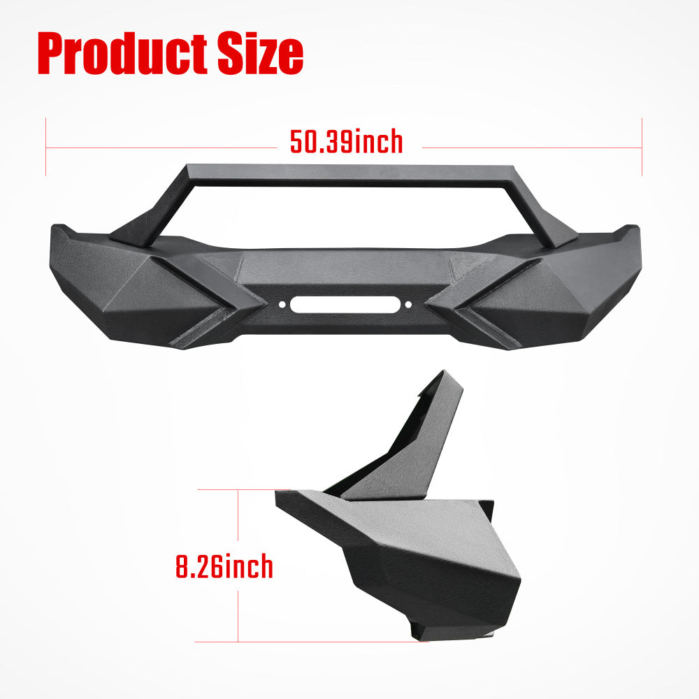X Style Front Bumper with Winch Plate Compatible with Wrangler JK (2007-2018) Heavy Duty Black Textured Manganese Steel Construction, Perfect for On and Off-Road Used