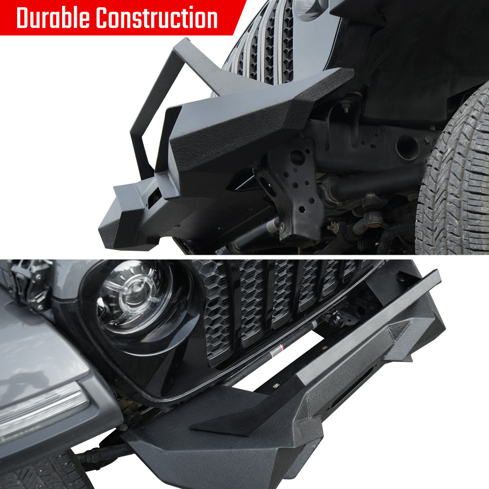 X Style Front Bumper with Winch Plate Compatible with Wrangler JK (2007-2018) Heavy Duty Black Textured Manganese Steel Construction, Perfect for On and Off-Road Used