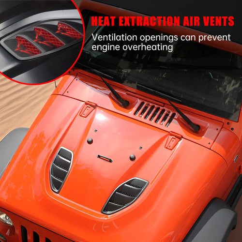 Vented Heat Dispersion Hood for Jeep Wrangler JK JKU 2007-2017, 10th Anniversary Edition Metal Replacement Hoods Accessory Black