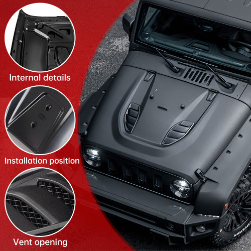 Vented Heat Dispersion Hood for Jeep Wrangler JK JKU 2007-2017, 10th Anniversary Edition Metal Replacement Hoods Accessory Black
