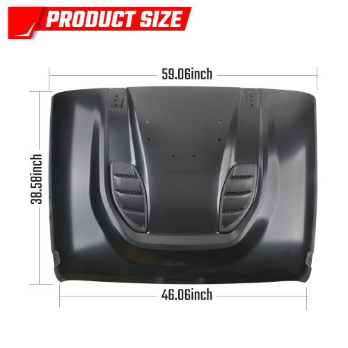 Vented Heat Dispersion Hood for Jeep Wrangler JK JKU 2007-2017, 10th Anniversary Edition Metal Replacement Hoods Accessory Black