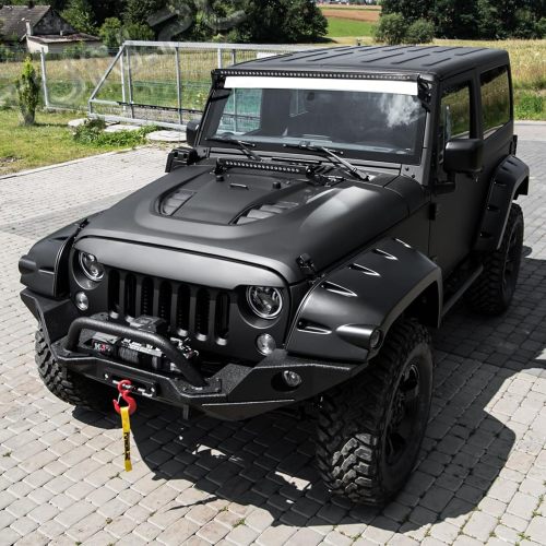 Vented Heat Dispersion Hood for Jeep Wrangler JK JKU 2007-2017, 10th Anniversary Edition Metal Replacement Hoods Accessory Black