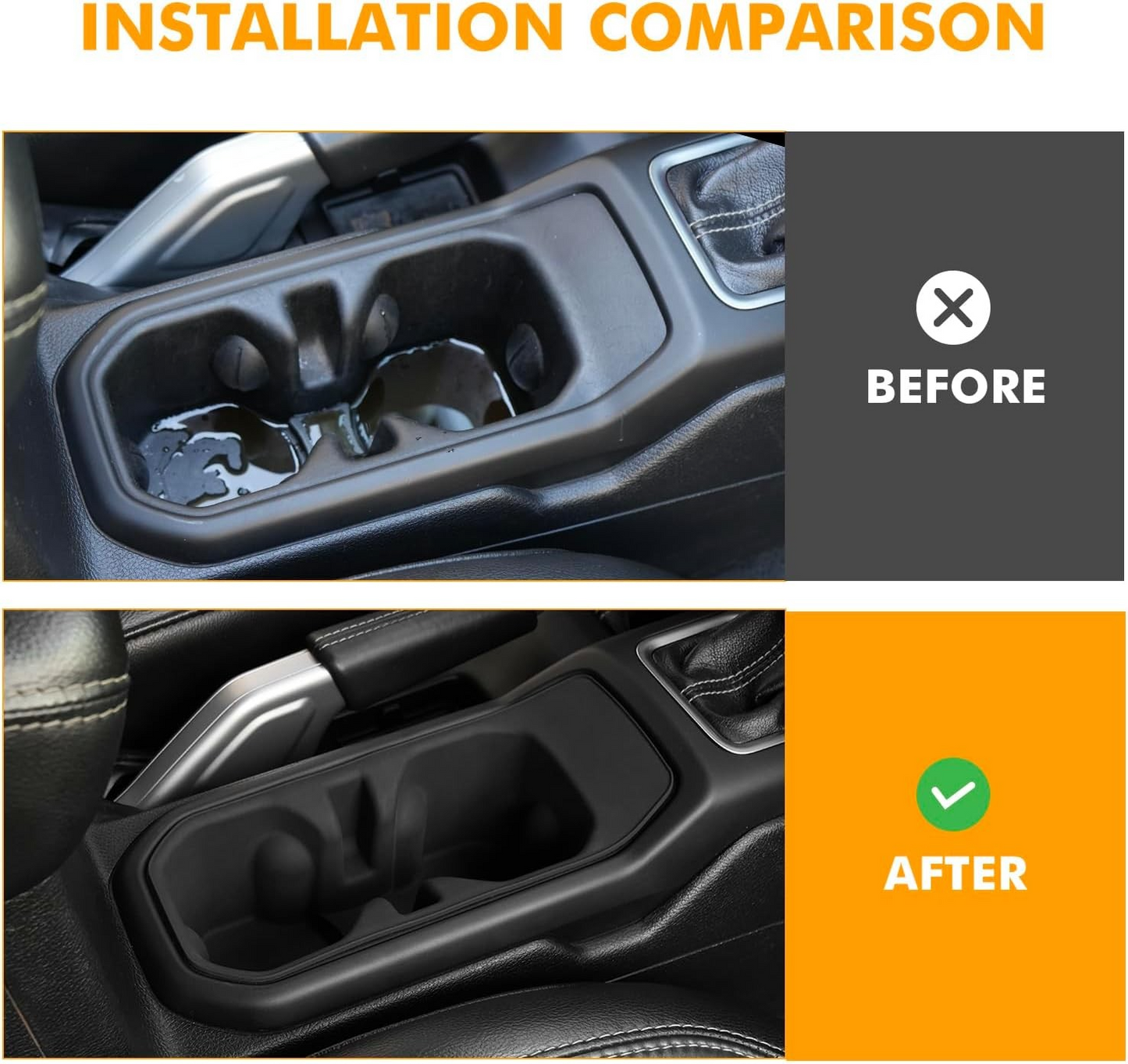 MAIKER Cup Holder Coaster Compatible with 2018-2024 Jeep Wrangler JL JLU 4XE & 2020-2024 Gladiator JT 2/4 Door, Silicone Cup Holder Mat Pad Insert CupHolder Liner