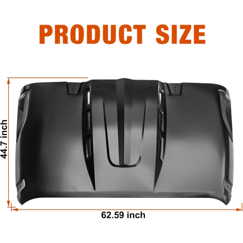 Vented Heat Dispersion Hood For J2007-2017 Jeep Wrangler JK JKU Unlimited Rubicon, The Avenger Style Steel Hood Replacement Black