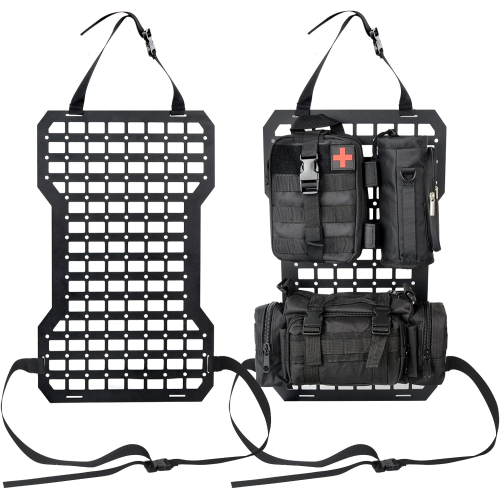 2PCS Tactical Rigid MOLLE Panel Car Vehicle Seat Back Organizer with 3 Storage Bag