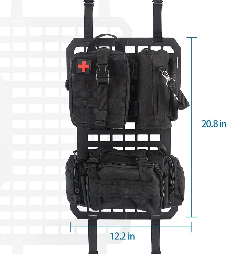 2PCS Tactical Rigid MOLLE Panel Car Vehicle Seat Back Organizer with 3 Storage Bag