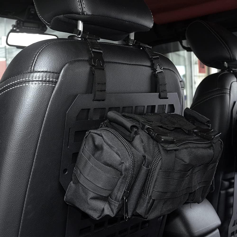 2PCS Tactical Rigid MOLLE Panel Car Vehicle Seat Back Organizer with 3 Storage Bag