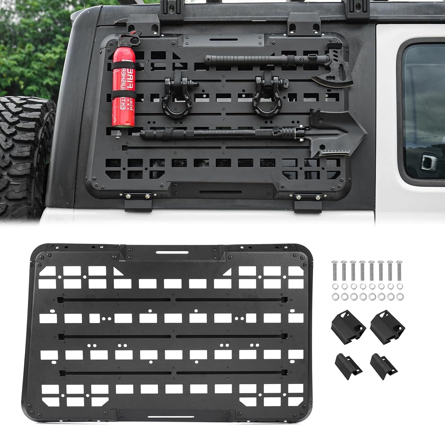 Rear Window Molle Storage Panel Flank Kit, Heavy Duty Protective Decoration Compatible with 2018-2024 Jeep wrangler JL 4-Door, Compatible with Passenger side