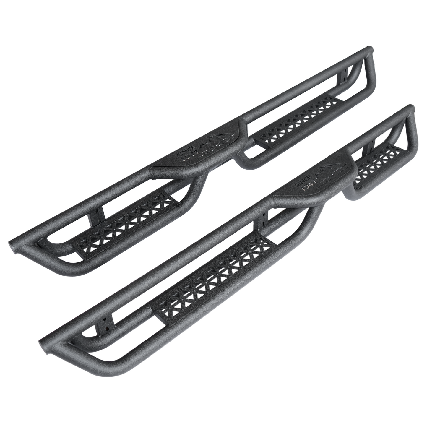 Coated Black Carbon 6-Inch 2-Stairs Side Step Rails Step Bars Steel Nerf Bars Running Boards Compatible with Jeep Wrangler JL 4 Doors 2018-2025 For Off-Road Protection Direct Bolt-On Installation