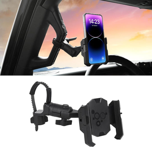 A Pillar Grab Handle Phone Mount Adjustable Direction Mobile Phone Holder Compatible with Jeep/Bronco/F-150/F-250/F-350/Chevrolet Silverado/GMC Sierra/Dodge Ram/Land Cruiser Fit for iPhone 14 15 16