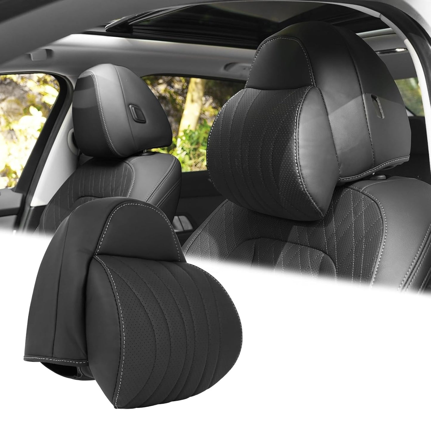 Pack of 1 Car Neck Pillow, Soft Car Headrest Pillow for Driving, Compatible with BMW i3 Edrive 2014-2021 & BMW X3 xDrive 2018-2024, Breathable Neck Pillow, Black