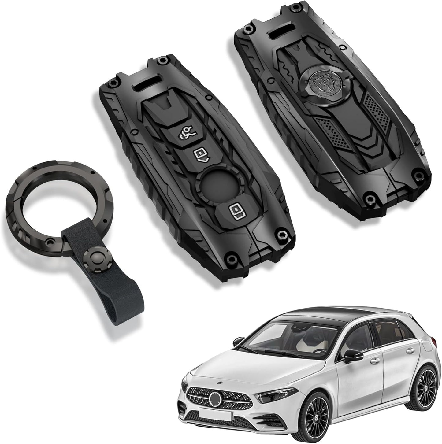 Car Key Case Battery Compartment 3 Buttons Key Case Compatible with Mercedes Benz E Class C300 CLA GLB CLS580 GLE Class C43 GLC300 2016-2023 2024 Series