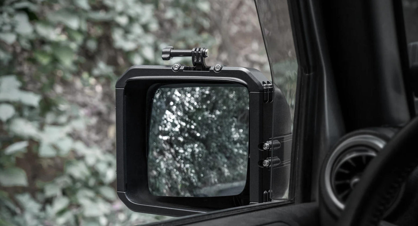 OMU Genesis Series Aluminum Rearview Mirror Rain Shield Frame For Jeep Wrangler JK