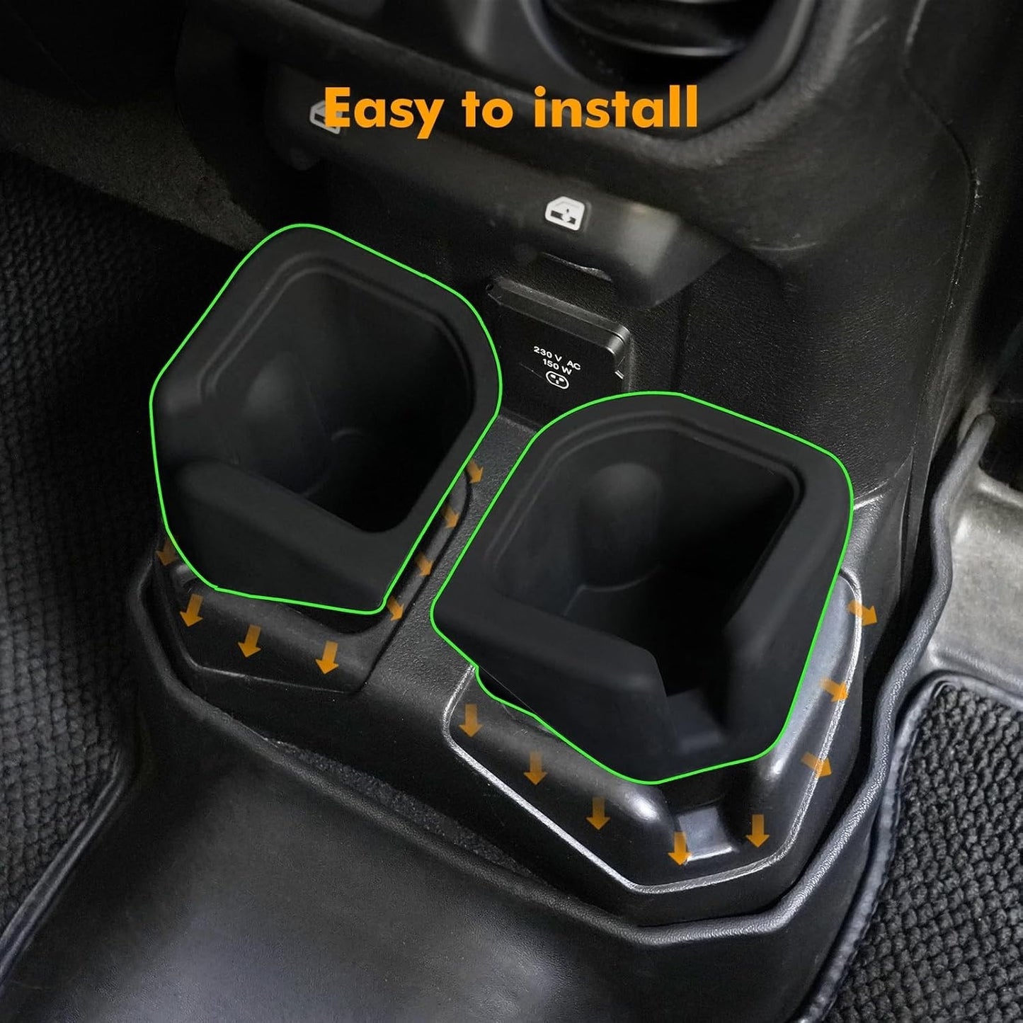 Rear Cup Holder Coaster Compatible with 2018-2024 Jeep Wrangler JL JLU 4XE & 2020-2024 Gladiator JT 4 Door, Silicone Cup Holder Mat Pad Insert CupHolder Liner