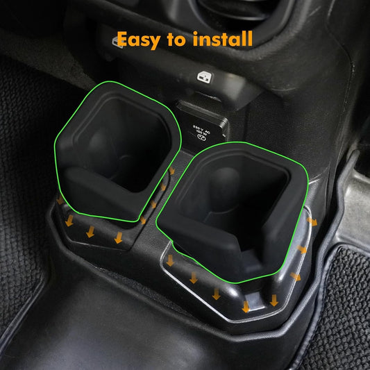 Rear Cup Holder Coaster Compatible with 2018-2024 Jeep Wrangler JL JLU 4XE & 2020-2024 Gladiator JT 4 Door, Silicone Cup Holder Mat Pad Insert CupHolder Liner