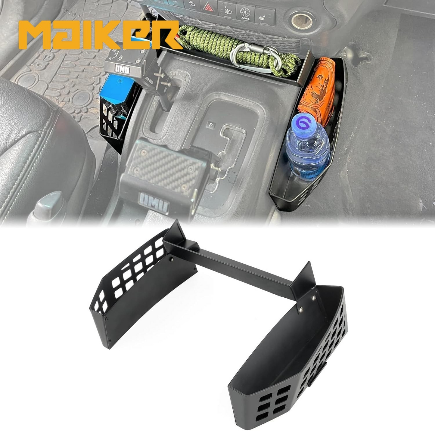 Gear Shift Console Organizer for 2011-2018 Jeep Wrangler JK JKU,Shifter Storage Box Stainless Steel,Center Console Hanging Box,Gear Tray Coin Storage Box(Only Fit Standard Transmission)