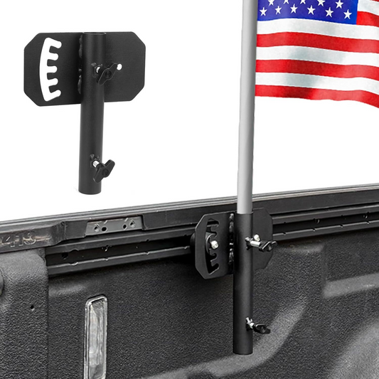Truck Bed Flag Pole Mount Compatible with 2020-2024 Jeep Wrangler Gladiator JT & Tacoma Bed Rail Flag Pole Holder Fits Up to 1.12 Inch Diameter Flagpole
