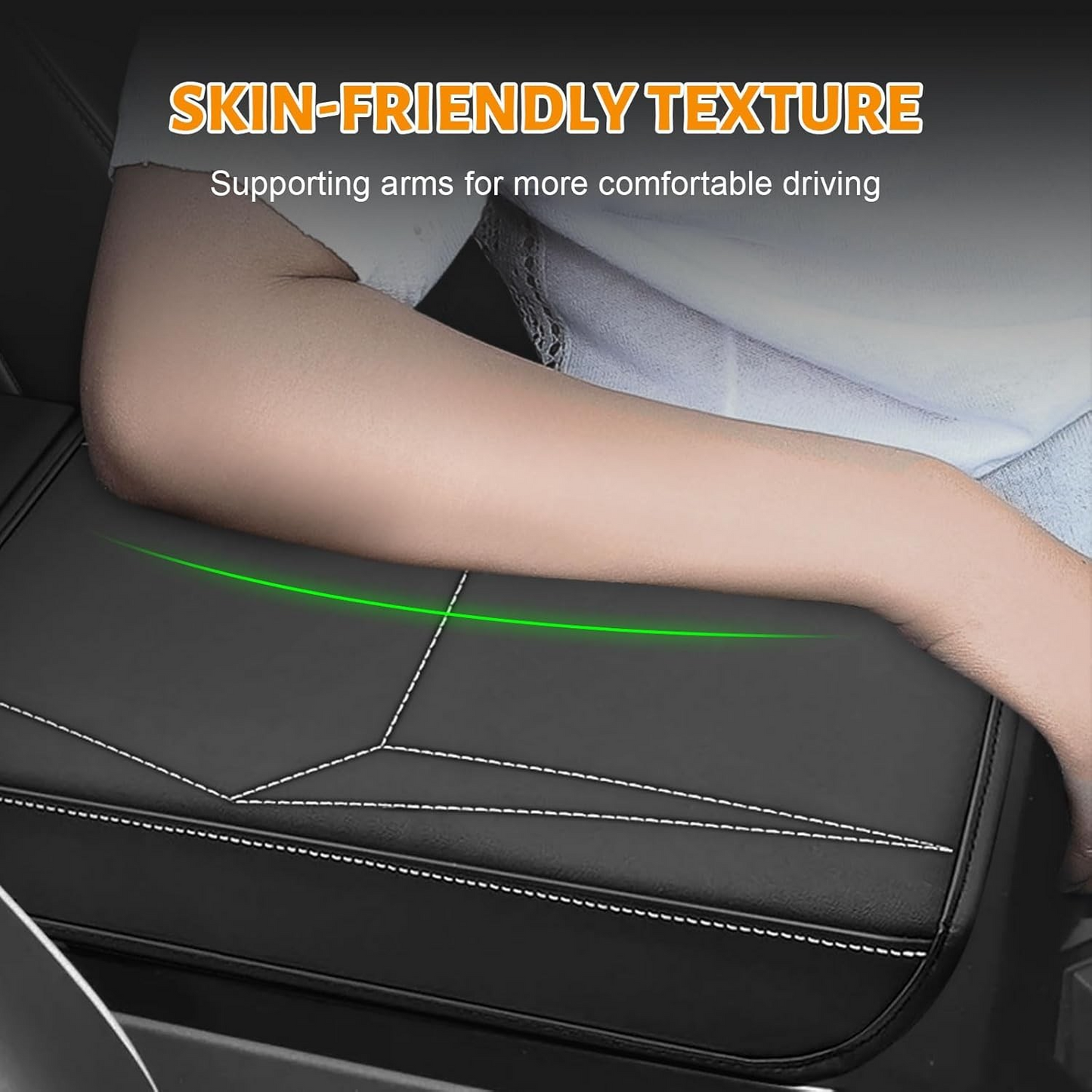 MAIKER Center Console Cover, Upgraded Microfiber Leather Car Armrest Cover Compatible with Tesla Cybertruck 2023 2024 (Black)