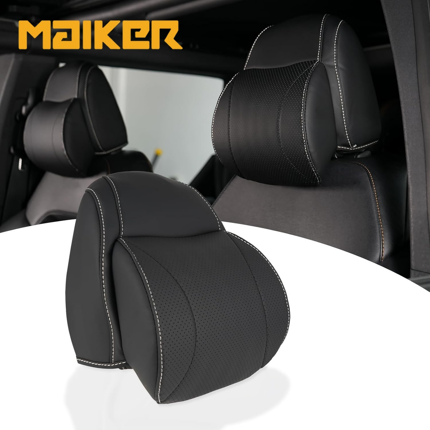 MAIKER Neck Pillows Compatible with 2021-2024 Ford Bronco 2/4 Door Softness Driver Front Seat Headrest Pillow 100% Memory Foam and Breathable Cover, 1pc