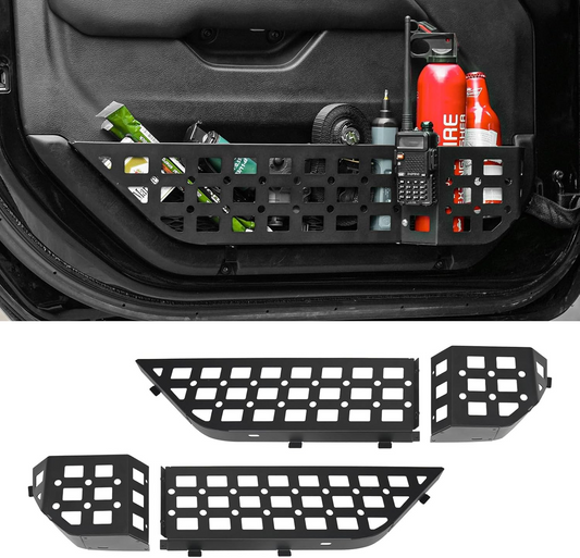 Guina Front Door Organizer Tray and Storage Box Compatible with Jeep Wrangler JL JLU 4XE 2018-2025 & Gladiator JT 2020-2025 Accessories | Aluminum Door Side Insert Organizer with Tactical Design