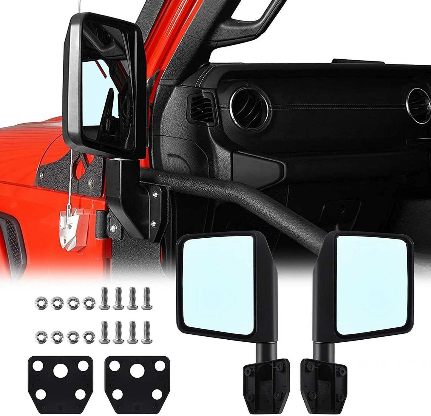 MAIKER Mirrors for Half Doors Fits with tubular doors Side View Mirror Reflection Mirrors Compatible with 2007-2025 Jeep Wrangler JK JL Gladiator JT & 1987-1995 Jeep Wrangler YJ