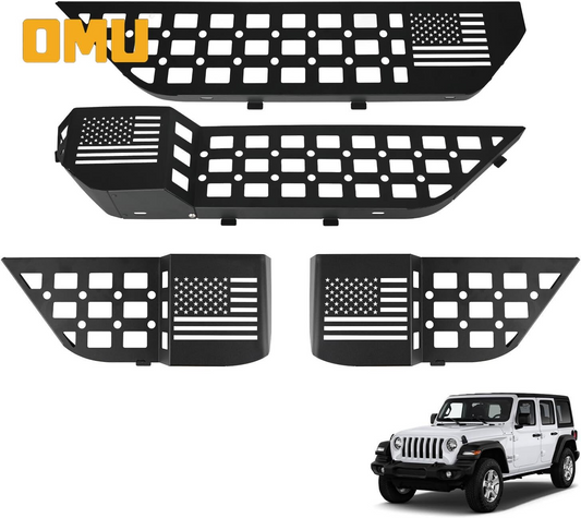 MAIKER 4PCS Metal Front Rear Door Storage Box Compatible with 2018-2025 Jeep Wrangler JL JLU 4XE & 2020-2025 Gladiator JT, Insert Organizer Box Pockets for Replace Sagging Nets, Black