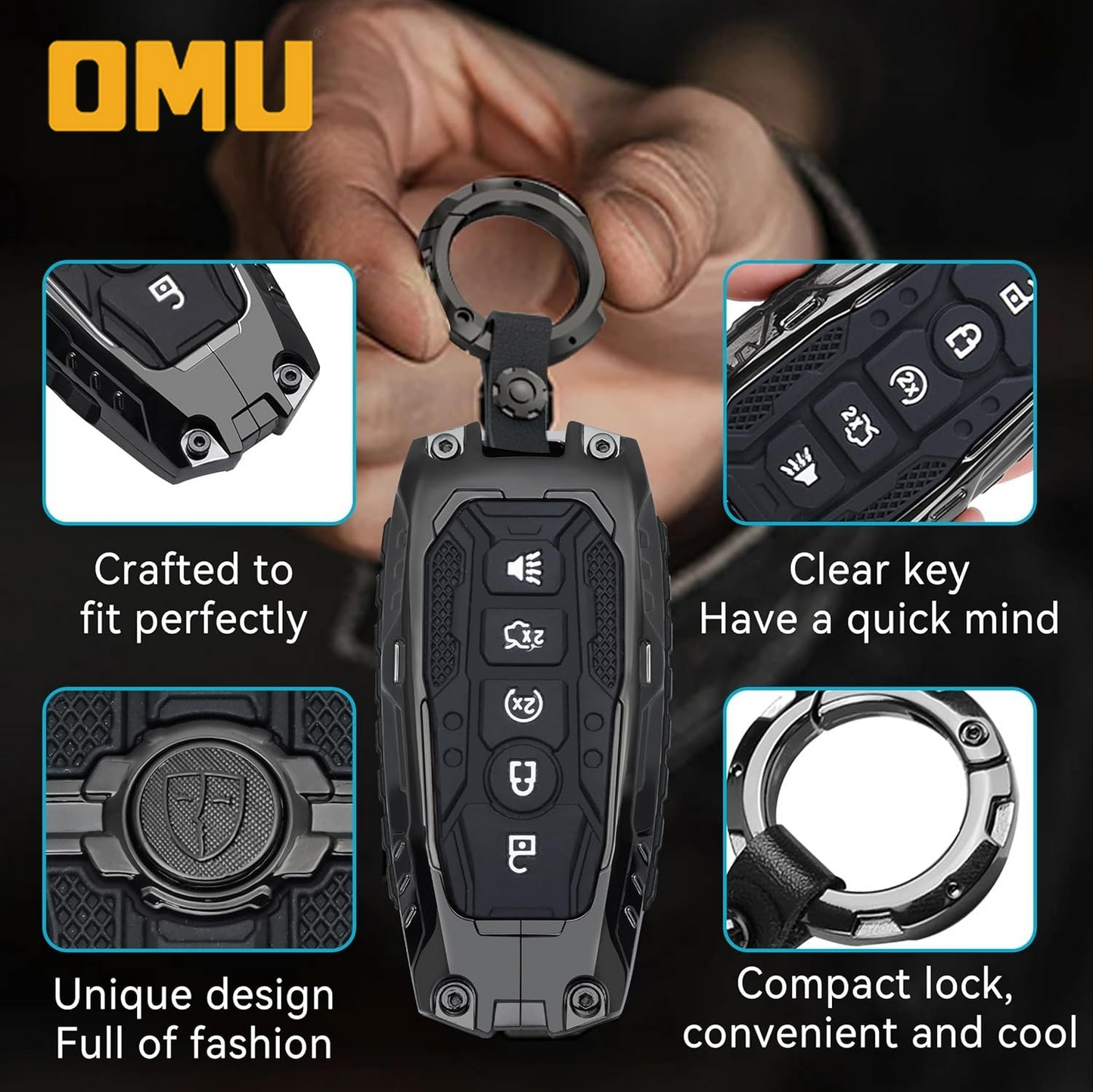 Metal Key Fob Cover Case Compatible with Ford, Zinc Alloy Key Protective Case Compatible with 2017-2024 Ford Bronco Escape Mustang Explorer F150 F250 F350 Fusion Edge