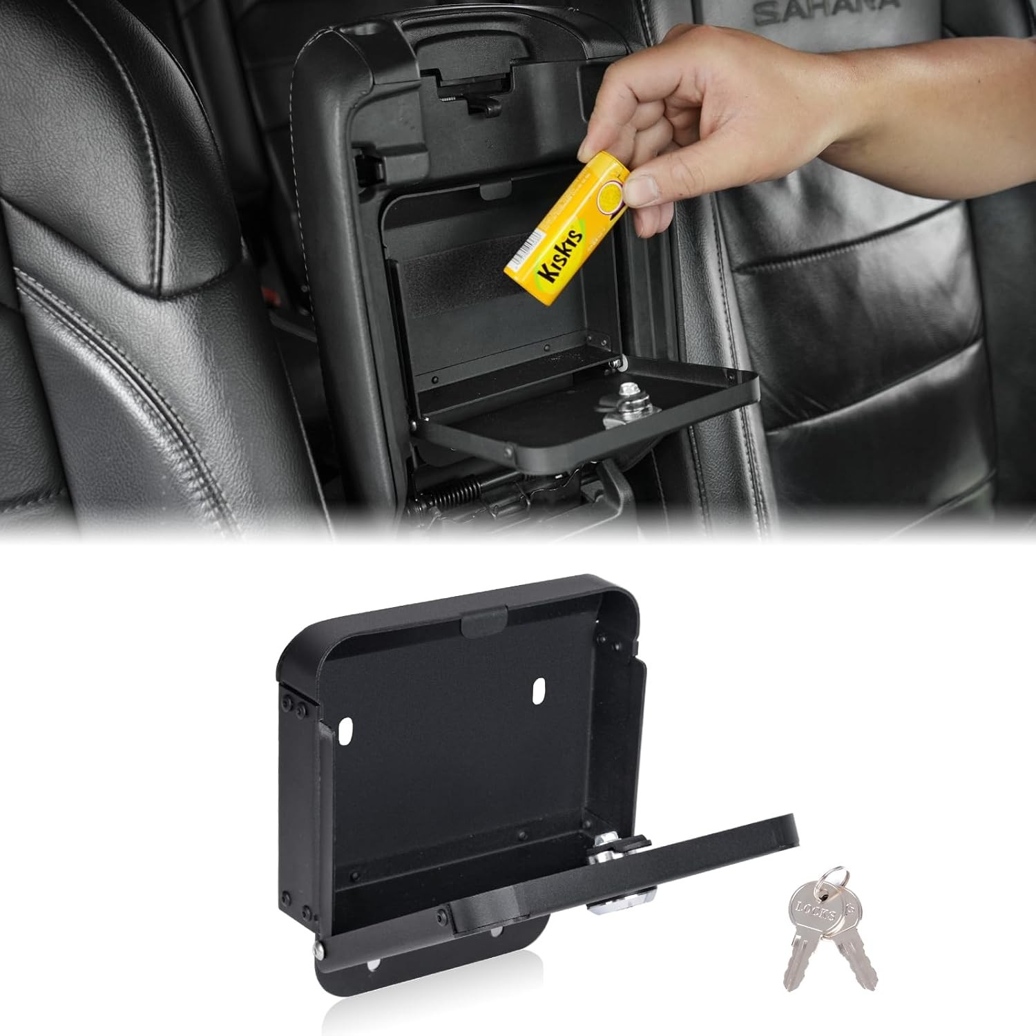MAIKER Metal Center Console Hidden Organizer Box with Lock Compatible ...