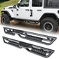 Coated Black Carbon 6-Inch 2-Stairs Side Step Rails Step Bars Steel Nerf Bars Running Boards Compatible with Jeep Wrangler JL 4 Doors 2018-2025 For Off-Road Protection Direct Bolt-On Installation