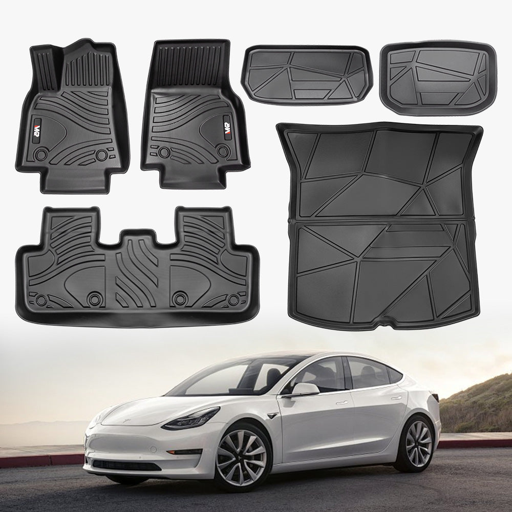 All-Weather TPE Floor Mats for Tesla Model Y 2021-2022 - Waterproof, Anti-Slip, Full Coverage Car Floor Liners 6 PCS set