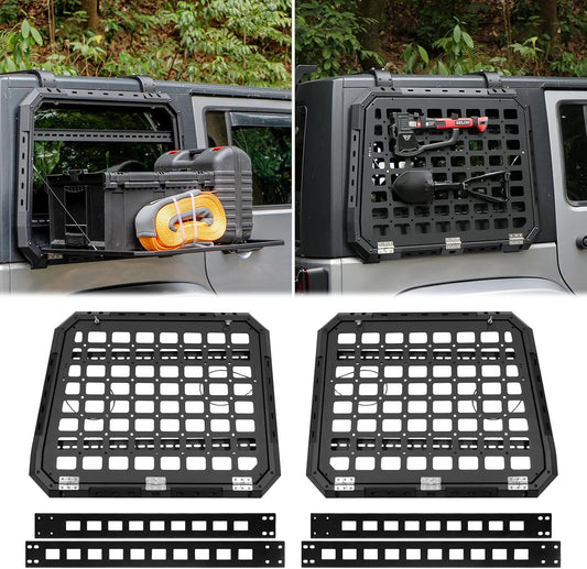 Pair For 2007-18 Jeep Wrangler JK JKU (Hard top Models) Rear Window Storage Molle Panel Left & Right