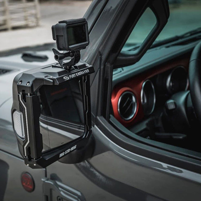 Awaken Series Aluminum Rearview Mirror Rain Shield Frame(07-18 Jeep Wrangler JK)