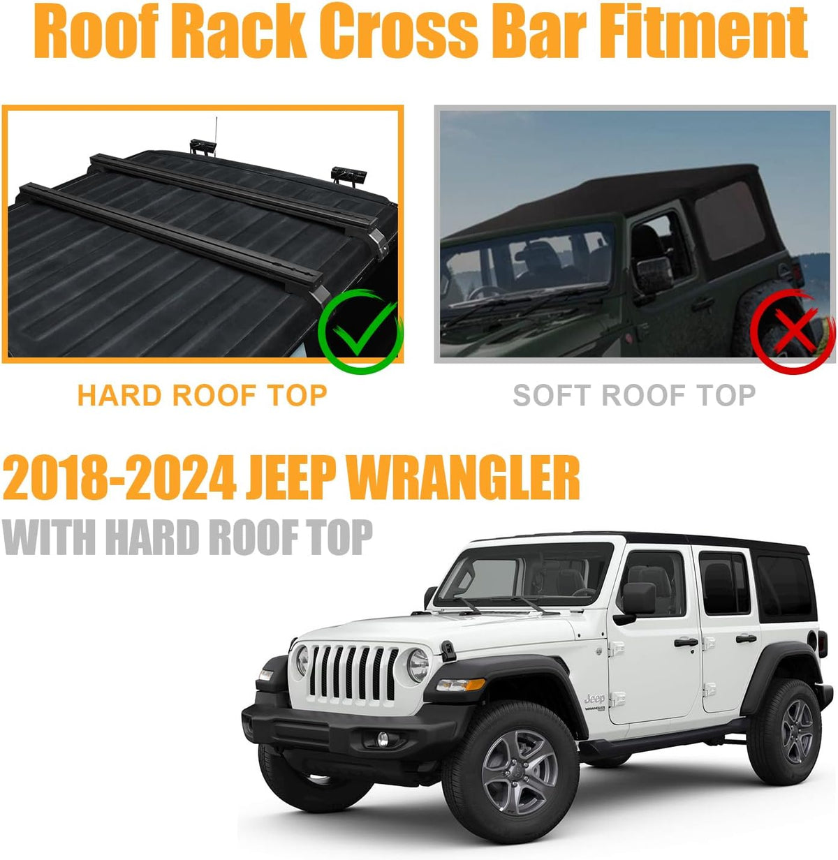Roof Rack Cross Bars for 2018-2025 Jeep Wrangler JL JLU & Gladiator JT (Only for Hard Top), 550 LBS Roof Top Crossbars Supports Rooftop Luggage Cargo Carrier