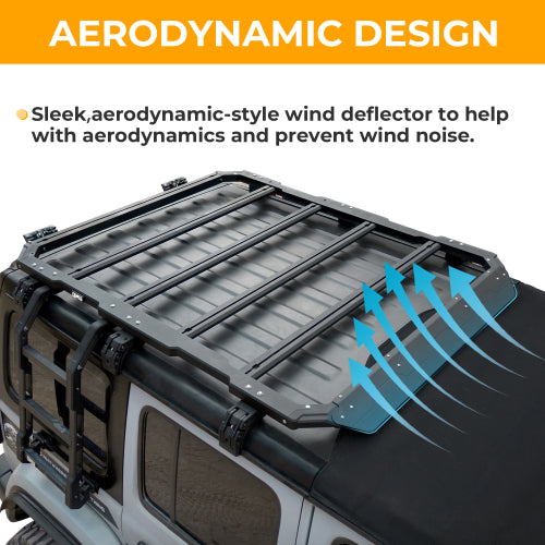 OMU Genesis Series Multifunctional Aluminum Roof Luggage Rack For Jeep Wrangler JL 2018+ 4 Doors( Not Included Rear Window Side Ladder)