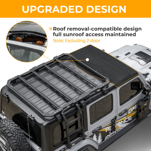 OMU Genesis Series Multifunctional Aluminum Roof Luggage Rack For Jeep Wrangler JL 2018+ 4 Doors( Not Included Rear Window Side Ladder)