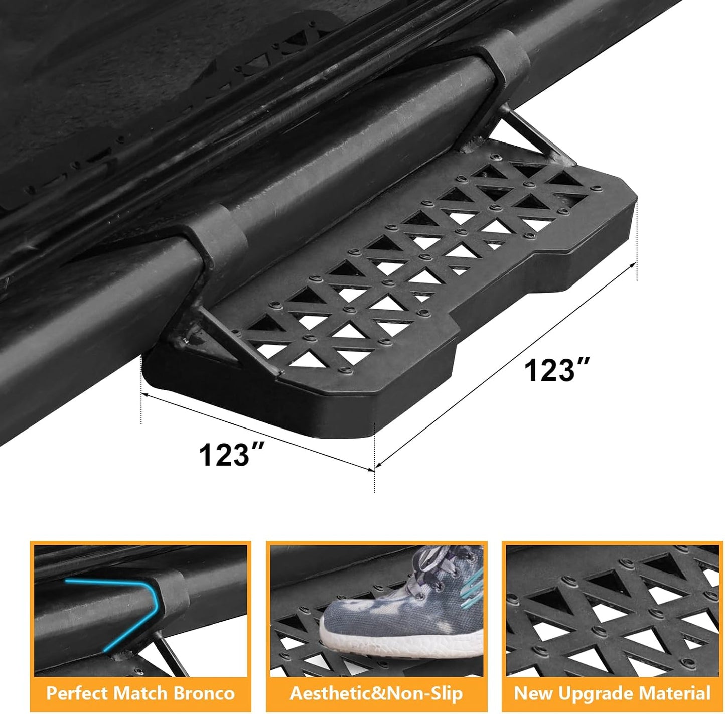 4PCS Add-On Running Boards for Ford Bronco 2021-2025 with Rock Rail Side Steps 4-Doors Accessories(Not Fit Raptor or Sport)