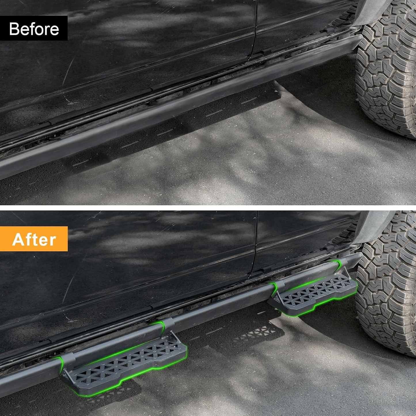 4PCS Add-On Running Boards for Ford Bronco 2021-2025 with Rock Rail Side Steps 4-Doors Accessories(Not Fit Raptor or Sport)