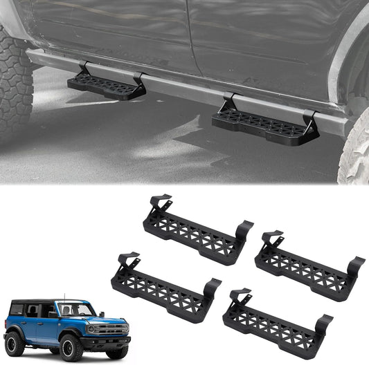 4PCS Add-On Running Boards for Ford Bronco 2021-2025 with Rock Rail Side Steps 4-Doors Accessories(Not Fit Raptor or Sport)