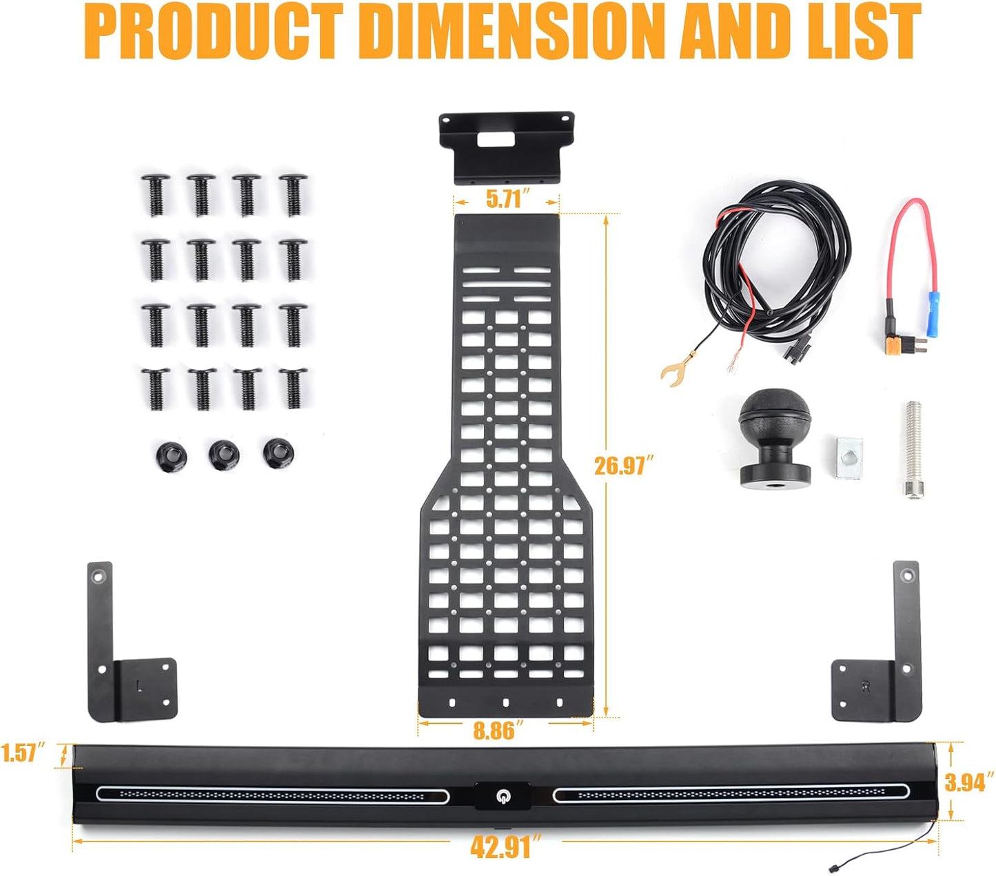 Maiker Roof Rack Molle Panel with Built-in LED Touch Light – Overhead Storage Compatible with Ford Bronco 4-Door 2021-2024 Hardtop & Soft Top, Off-Road Organizer Accessory