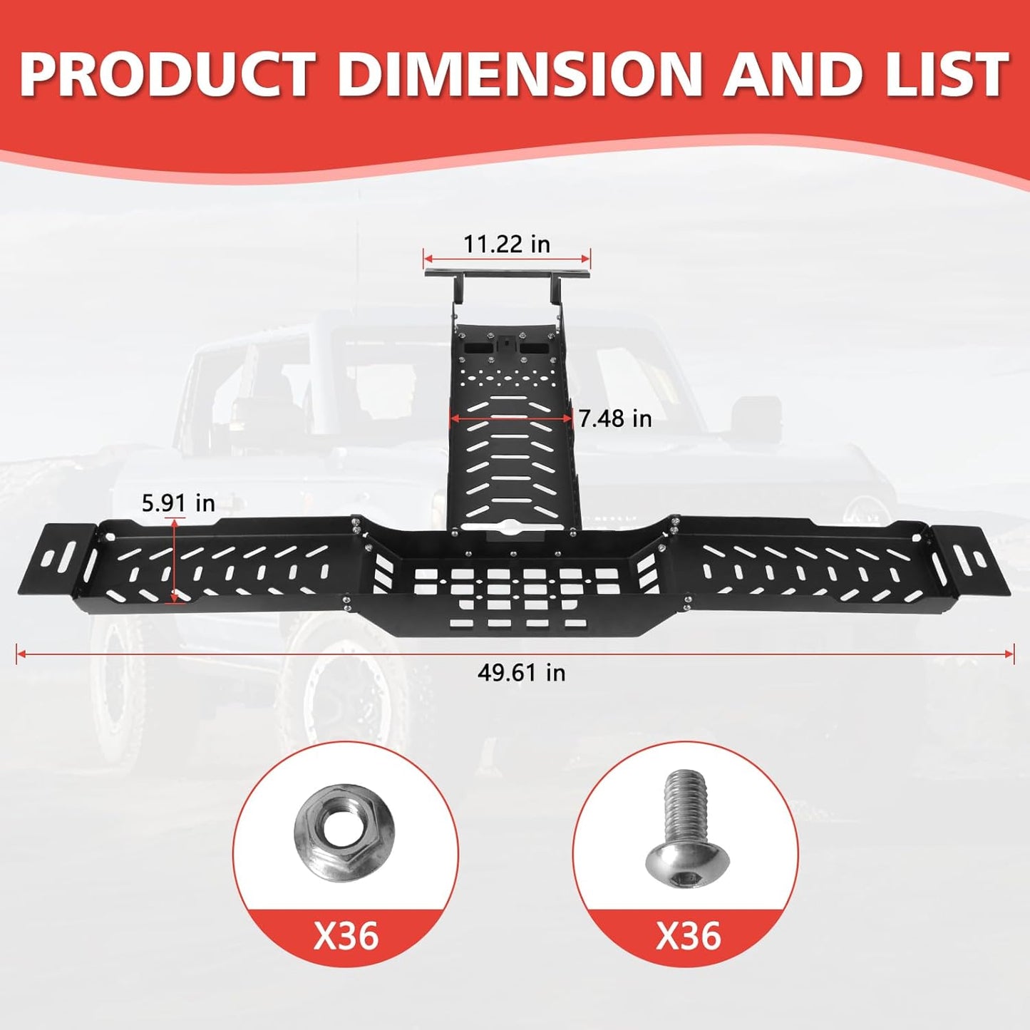 Overhead Storage MOLLE Panel Kit Top Cargo Management Rack Compatible with 2021-2025 Ford Bronco 4-Door